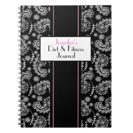 Elegant Black & White Paisley Custom Journal Notitieboek
