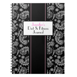 Elegant Black & White Paisley Custom Journal Notitieboek