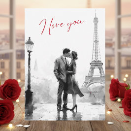 Elegant Black White Paris I Love You Valentine's Feestdagenkaart