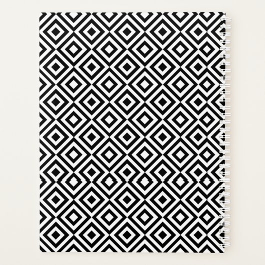 Elegant Black & White Patterned Monogrammed Modern Planner (Achterkant)