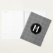 Elegant Black & White Patterned Monogrammed Modern Planner (Display)