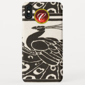 ELEGANT BLACK WHITE PEACOCK RED RUBY GEM MONOGRAM Case-Mate iPhone CASE (Achterkant)