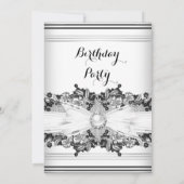 Elegant Black White Pearl Jewel Bow Lace Birthday Kaart (Achterkant)