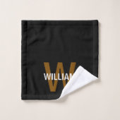 Elegant Black &White Personalized Name Monogram Bad Handdoek (Wasdoekje)
