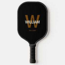 Elegant Black &White Personalized Name Monogram Pickleball Paddle