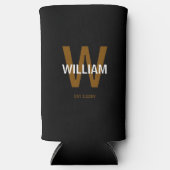 Elegant Black &White Personalized Name Monogram Seltzer Blikjeskoeler (Voorkant)