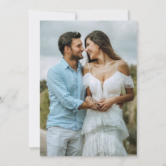 Elegant Black White Photo Monogram Crest Wedding I Kaart (Achterkant)