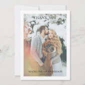 Elegant Black White Photo Overlay Text Wedding Bedankkaart (Voorkant)