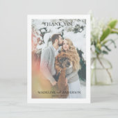 Elegant Black White Photo Overlay Text Wedding Bedankkaart (Staand voorkant)