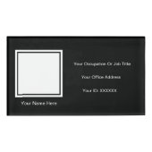 Elegant Black White Photo Text Sjablonen Custom Naambadge (Voorkant)