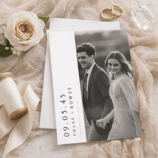 Elegant Black & White Photo  Wedding Invitation  Kaart