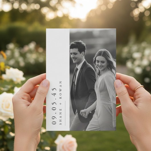 Elegant Black & White Photo  Wedding Invitation  Kaart