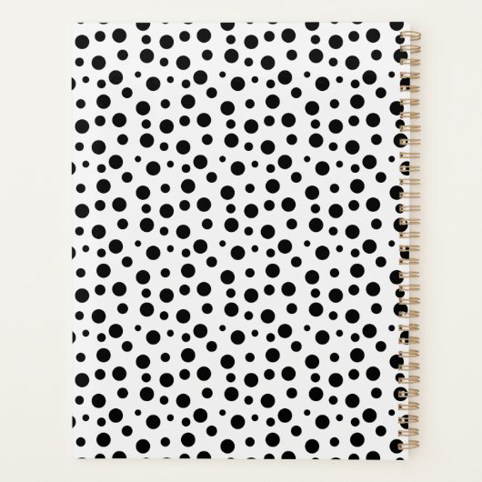 Elegant Black White Polka Dot Pattern Planner (Achterkant)