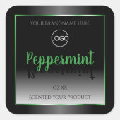 Elegant Black White Product Label Green Lijst Logo (Voorkant)