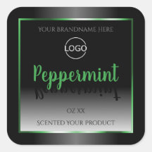 Elegant Black White Product Label Green Lijst Logo