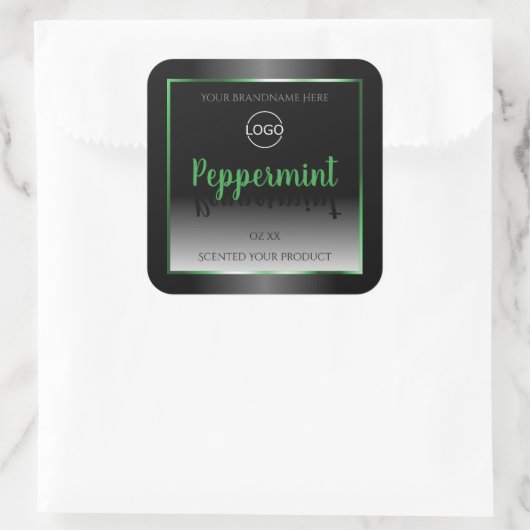 Elegant Black White Product Label Green Lijst Logo (Tas)