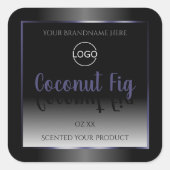 Elegant Black White Product Labels Blue Lijst Logo (Voorkant)