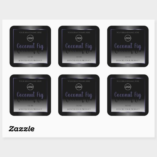 Elegant Black White Product Labels Blue Lijst Logo (Vel)