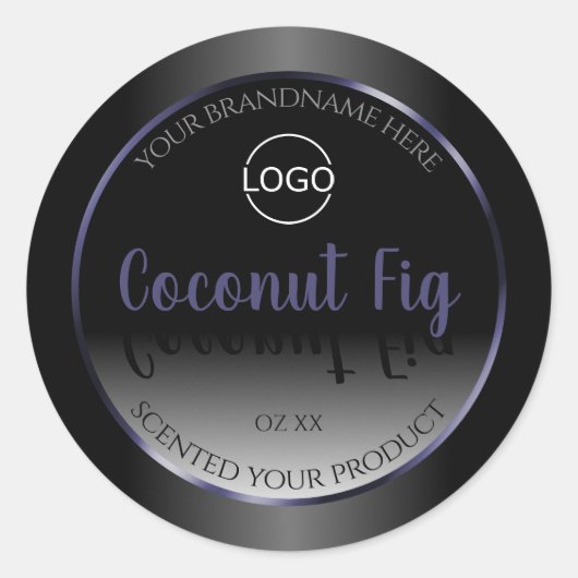 Elegant Black White Product Labels Blue Lijst Logo (Voorkant)