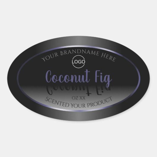 Elegant Black White Product Labels Blue Lijst Logo (Voorkant)