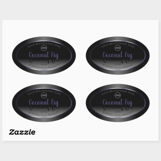 Elegant Black White Product Labels Blue Lijst Logo (Vel)
