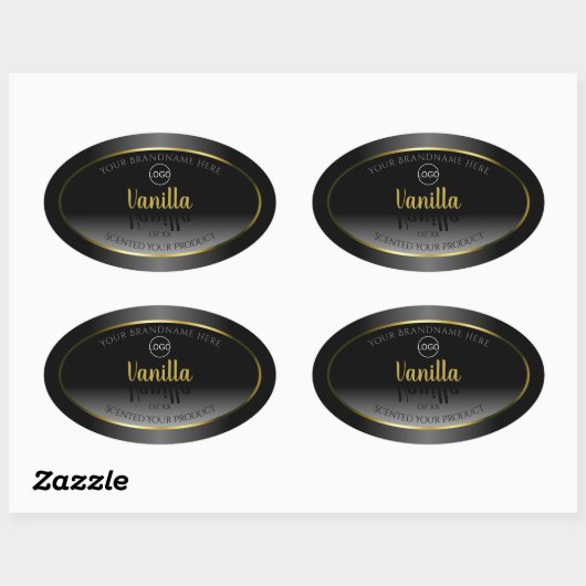Elegant Black White Product Labels Gold Lijst Logo (Vel)