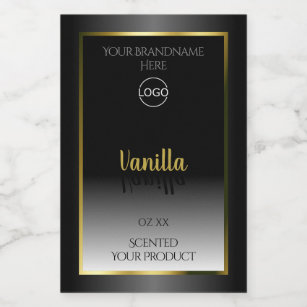 Elegant Black White Product Labels Gold Lijst Logo Voedselcontainer Etiket