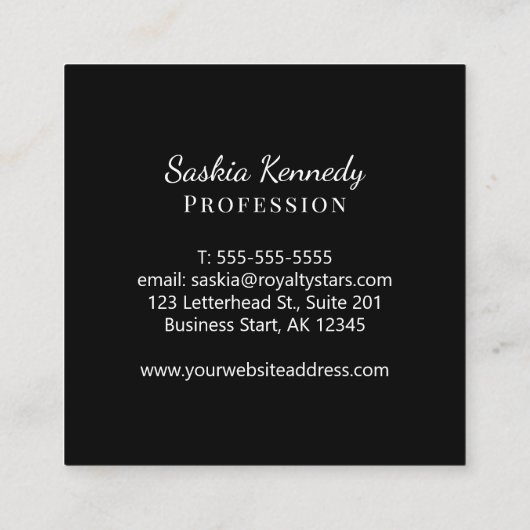 Elegant Black White Professional Monogram Vierkante Visitekaartje (Achterkant)