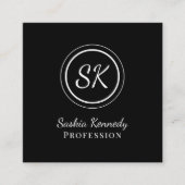 Elegant Black White Professional Monogram Vierkante Visitekaartje (Voorkant)