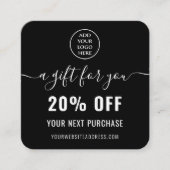 Elegant Black White QR Code Loyalty Business Logo Kortingskaartje (Voorkant)