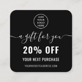 Elegant Black White QR Code Loyalty Business Logo Kortingskaartje