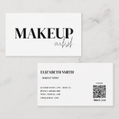 Elegant black &white QR Code makeup artist Visitekaartje (Voorkant / Achterkant)