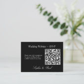 Elegant Black White QR Code Website RSVP Card Informatiekaartje (Staand voorkant)