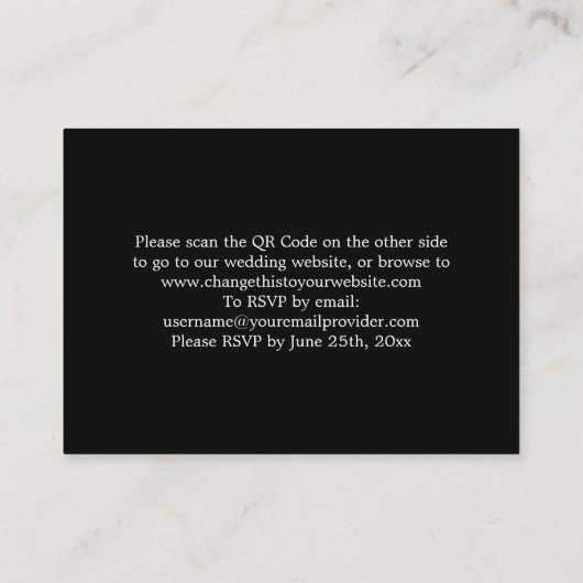 Elegant Black White QR Code Website RSVP Card Informatiekaartje (Achterkant)