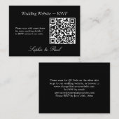 Elegant Black White QR Code Website RSVP Card Informatiekaartje (Voorkant / Achterkant)