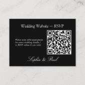 Elegant Black White QR Code Website RSVP Card Informatiekaartje (Voorkant)