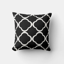 Elegant Black White Quatrefoil Patroon Kussen
