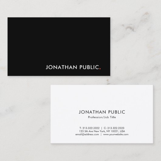 Elegant Black White Red Modern Clean Sjabloon Cool Visitekaartje (Voorkant / Achterkant)