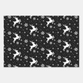 Elegant Black White Reindeer & kerstboom Inpakpapier Vel (Voorkant)
