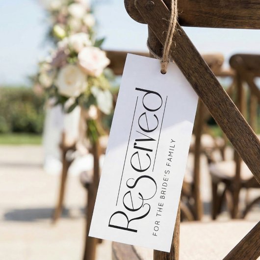 Elegant Black White Reserved Wedding Seating Sign Kaart