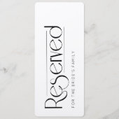 Elegant Black White Reserved Wedding Seating Sign Kaart (Voorkant)