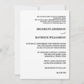 Elegant Black & White Rose Wedding Invitation Kaart (Voorkant)