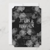 Elegant Black & White Roses Wedding Invitations Kaart (Voorkant)