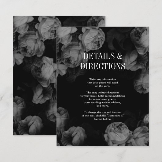 Elegant Black & White Roses Wedding Kaarten invoeg (Voorkant / Achterkant)