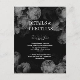 Elegant Black & White Roses Wedding Kaarten invoeg