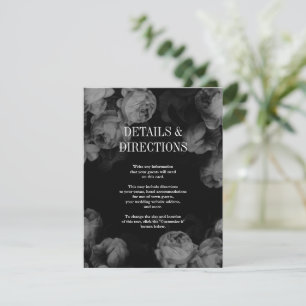 Elegant Black & White Roses Wedding Kaarten invoeg