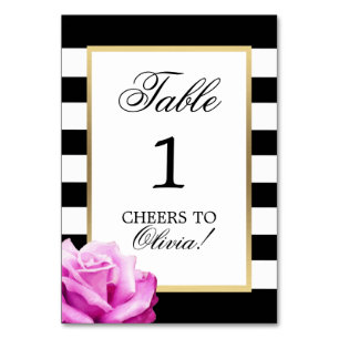 Elegant Black White Roze Rose Birthday Party Kaart