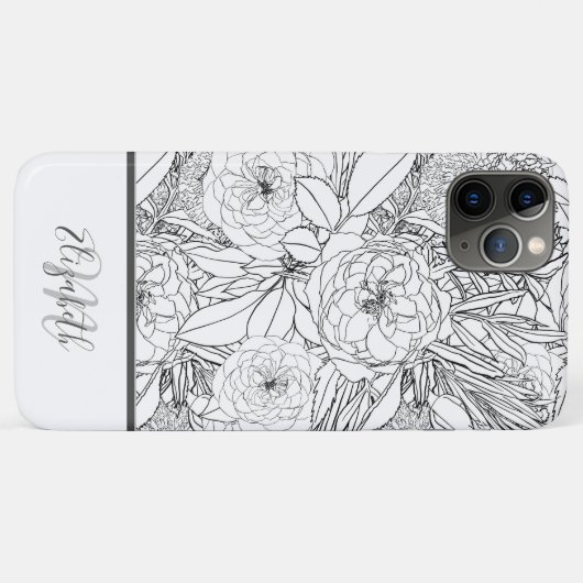 Elegant Black White Rozen en Marigold Flowers Case-Mate iPhone Case (Achterkant (horizontaal))
