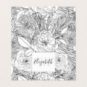 Elegant Black White Rozen en Marigold Flowers Visitekaartje (Buitenkant ongevouwen)