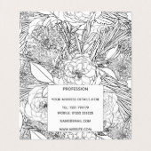 Elegant Black White Rozen en Marigold Flowers Visitekaartje (Binnenkant ongevouwen)